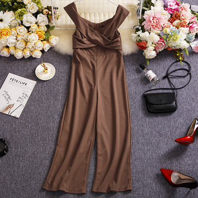 Salopetă lungă de damă cu decolteu oval