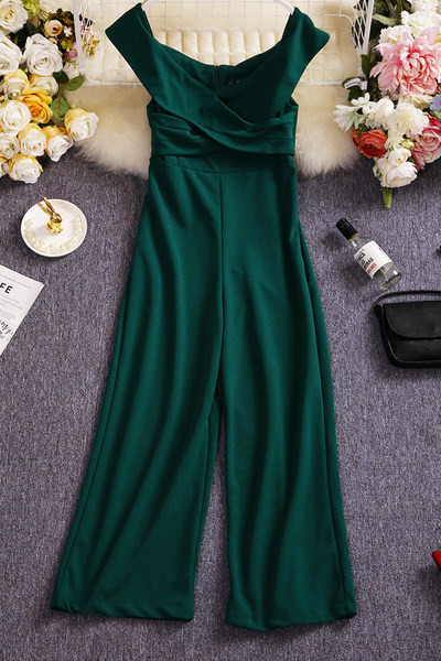 Salopetă lungă de damă cu decolteu oval