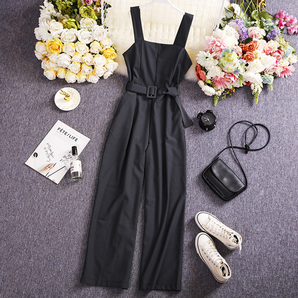 Salopeta lunga de dama cu centura in talie si bretele