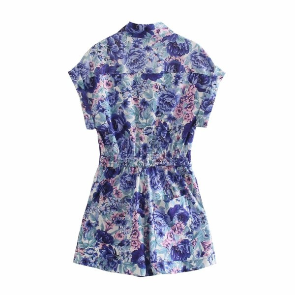 Salopeta de vara model nou cu model floral si talie elastica