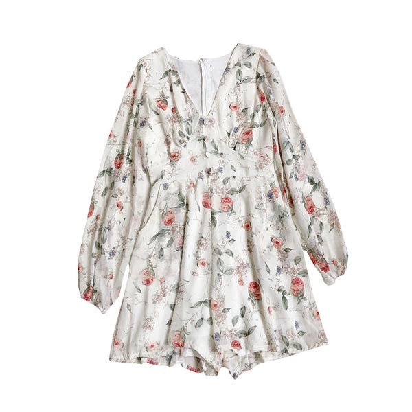 Salopetă modernă de damă cu fermoar pe spate și decolteu spitz