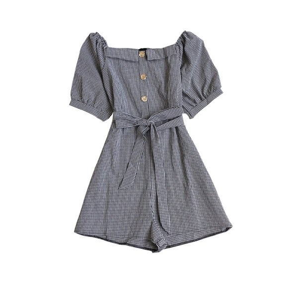 Salopeta scurta de dama cu centura si nasturi