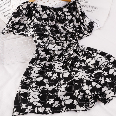 Salopeta de vara dama cu model floral si umerii goi