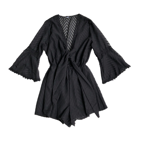 Model nou de salopetă de damă cu decolteu adânc și mâneci 3/4