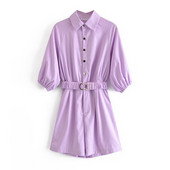 Salopeta de vara model nou cu guler si curea clasice