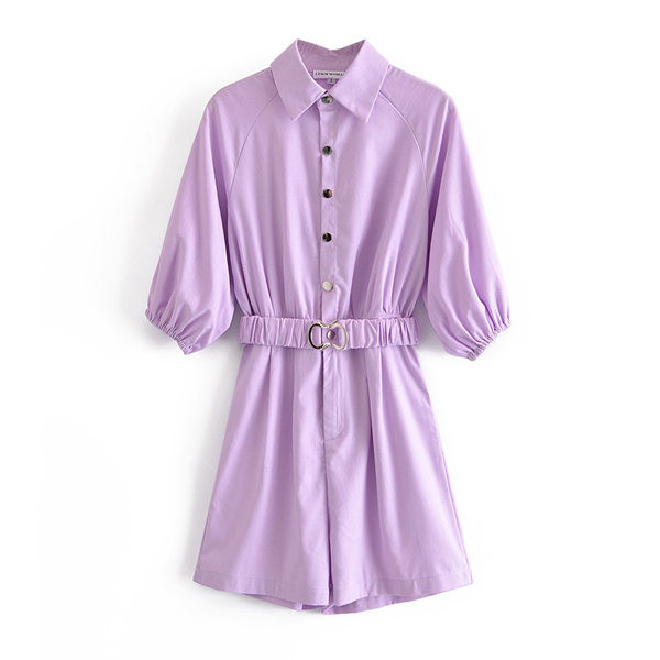 Salopeta de vara model nou cu guler si curea clasice