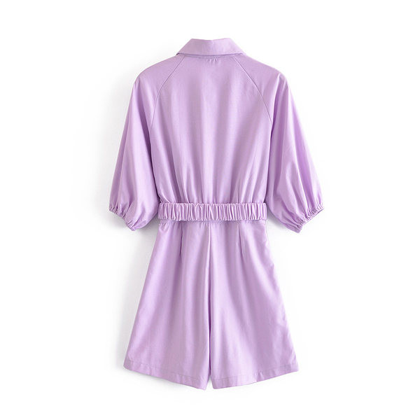 Salopeta de vara model nou cu guler si curea clasice