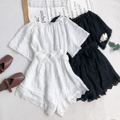 Salopeta dama cu centura si dantela