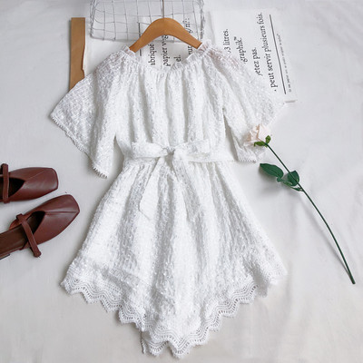 Salopeta dama cu centura si dantela