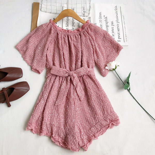 Salopeta dama cu centura si dantela