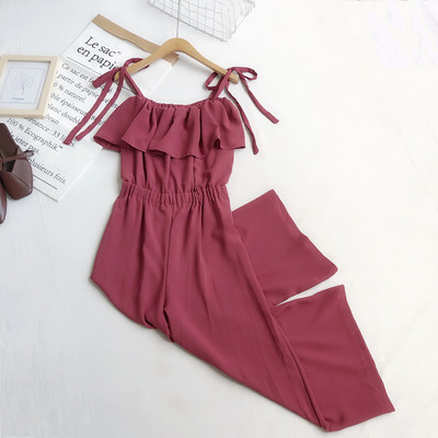 Salopeta de dama cu talie elastica si cravate in mai multe culori