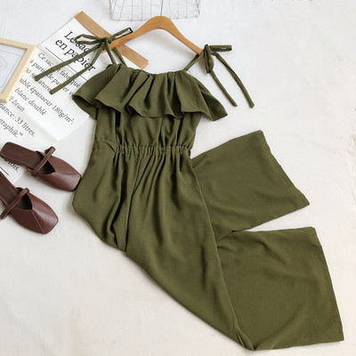 Salopeta de dama cu talie elastica si cravate in mai multe culori