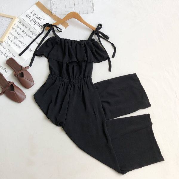 Salopeta de dama cu talie elastica si cravate in mai multe culori