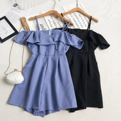 Salopeta de vara dama cu fermoar la spate si bretele subtiri