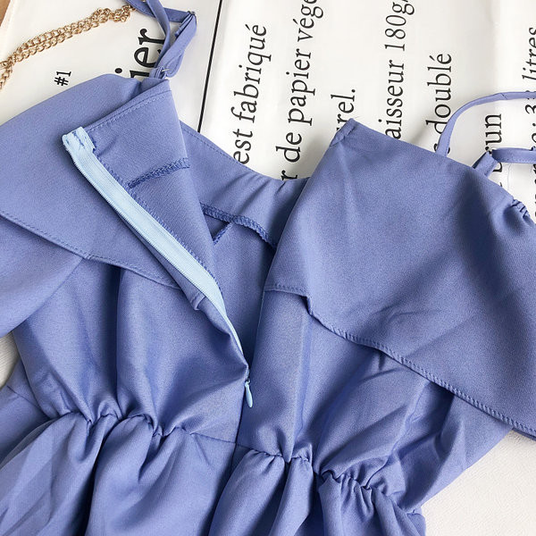 Salopeta de vara dama cu fermoar la spate si bretele subtiri