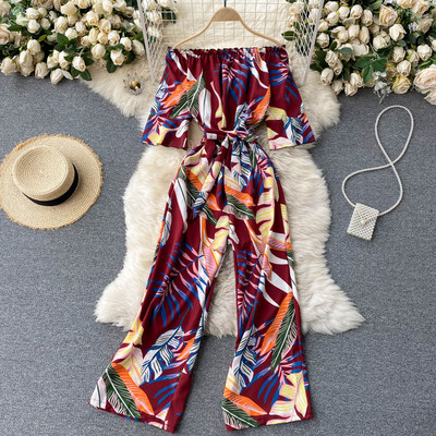 Salopetă casual de damă, cu decolteu barca și mâneci scurte