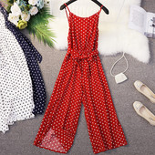 Salopeta de dama cu buline cu bretele subtiri