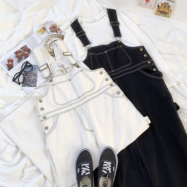 Salopeta casual din denim cu nasturi