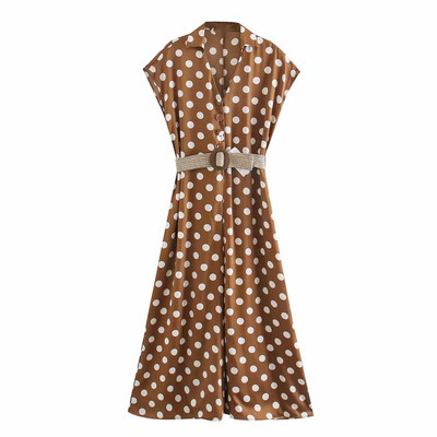 Salopeta lunga cu centura maro