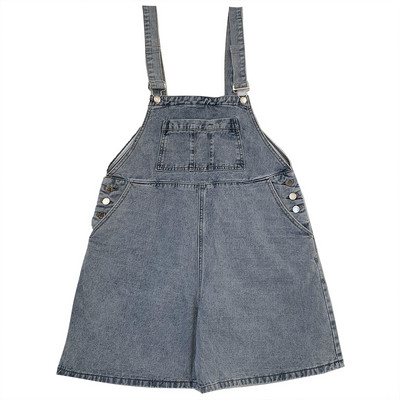 Ženski traper kombinezon s džepovima u retro stilu