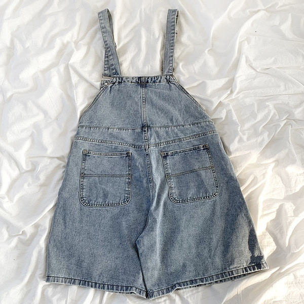 Ženski traper kombinezon s džepovima u retro stilu