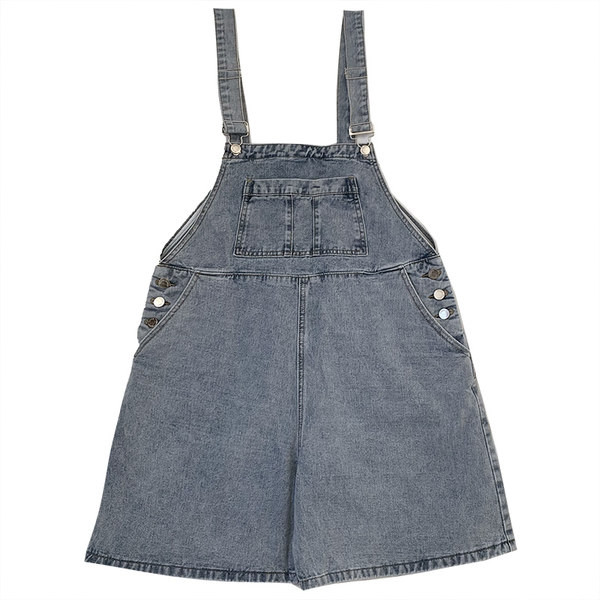 Ženski traper kombinezon s džepovima u retro stilu