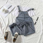 Salopeta de dama cu buzunare-denim