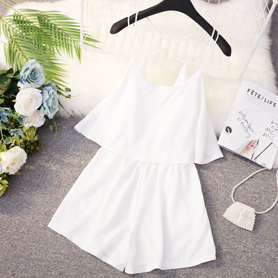 Salopetă scurtă de damă cu bretele încrucișate