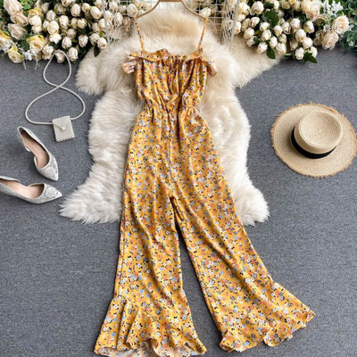 Salopeta lunga de dama model nou cu model floral si bretele subtiri