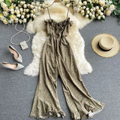 Salopeta lunga de dama model nou cu model floral si bretele subtiri