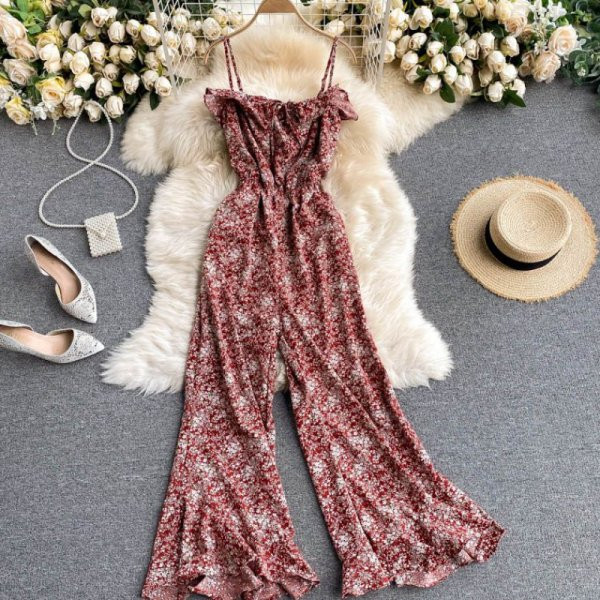 Salopeta lunga de dama model nou cu model floral si bretele subtiri