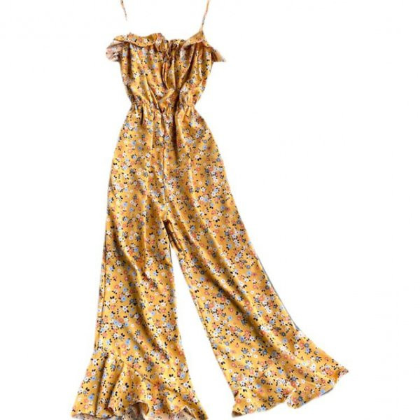 Salopeta lunga de dama model nou cu model floral si bretele subtiri