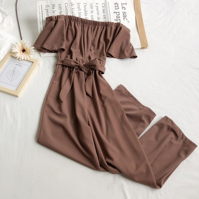 Salopetă lungă modernă de damă cu centură în talie