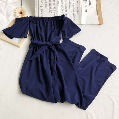 Salopetă lungă modernă de damă cu centură în talie