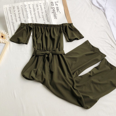 Salopetă lungă modernă de damă cu centură în talie