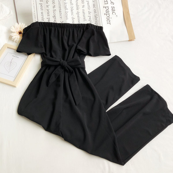 Salopetă lungă modernă de damă cu centură în talie