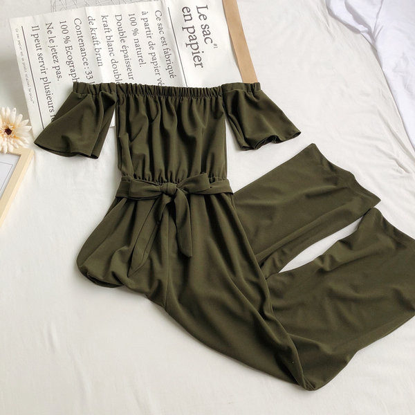 Salopetă lungă modernă de damă cu centură în talie