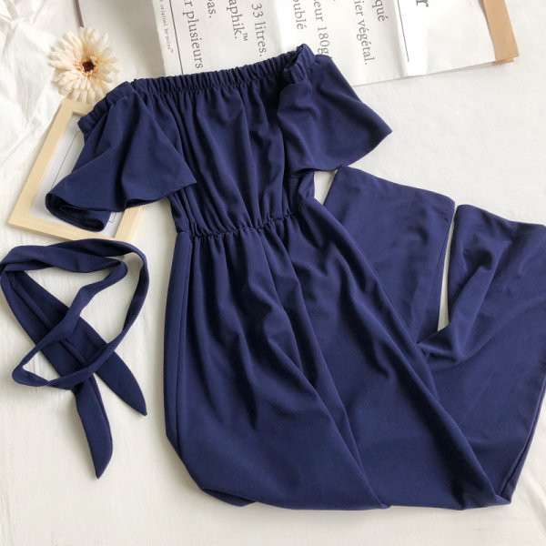 Salopetă lungă modernă de damă cu centură în talie