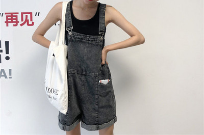 Salopeta de dama scurta din denim cu buzunare in patru culori