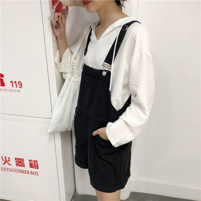 Salopeta de dama scurta din denim cu buzunare in patru culori