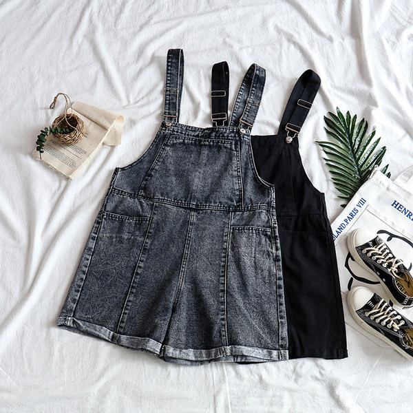 Salopeta de dama scurta din denim cu buzunare in patru culori