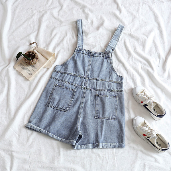 Salopeta de dama scurta din denim cu buzunare in patru culori