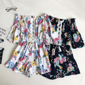 Salopeta de dama moderna cu cravate si model floral