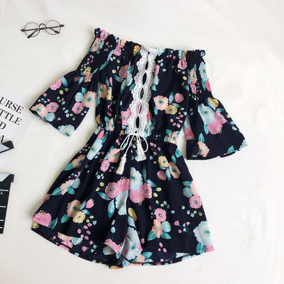 Salopeta de dama moderna cu cravate si model floral