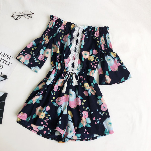 Salopeta de dama moderna cu cravate si model floral