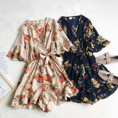 Salopeta de dama model nou cu panglica si model floral