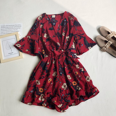 Salopeta de dama model nou cu panglica si model floral