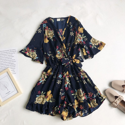 Salopeta de dama model nou cu panglica si model floral