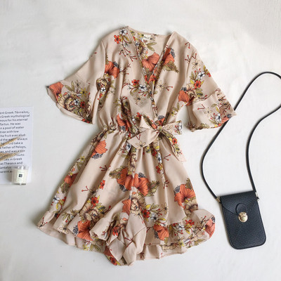 Salopeta de dama model nou cu panglica si model floral