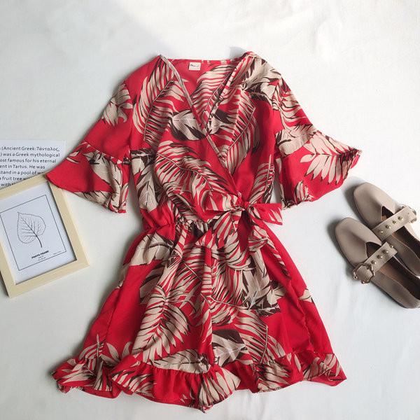 Salopeta de dama model nou cu panglica si model floral